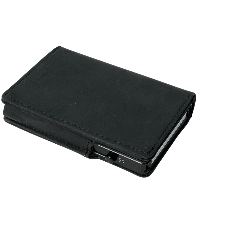 ★BLACKUP★ Cassette 7 Slot Zip Up Card Holder Black 749460V Black Leather Zip Top Card Holder By Yoshi