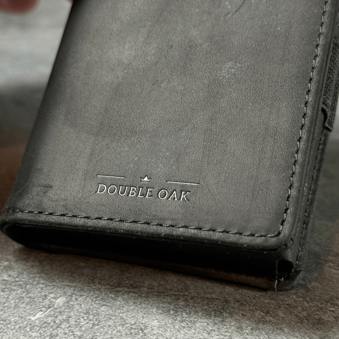 Mens slim wallet with real leather