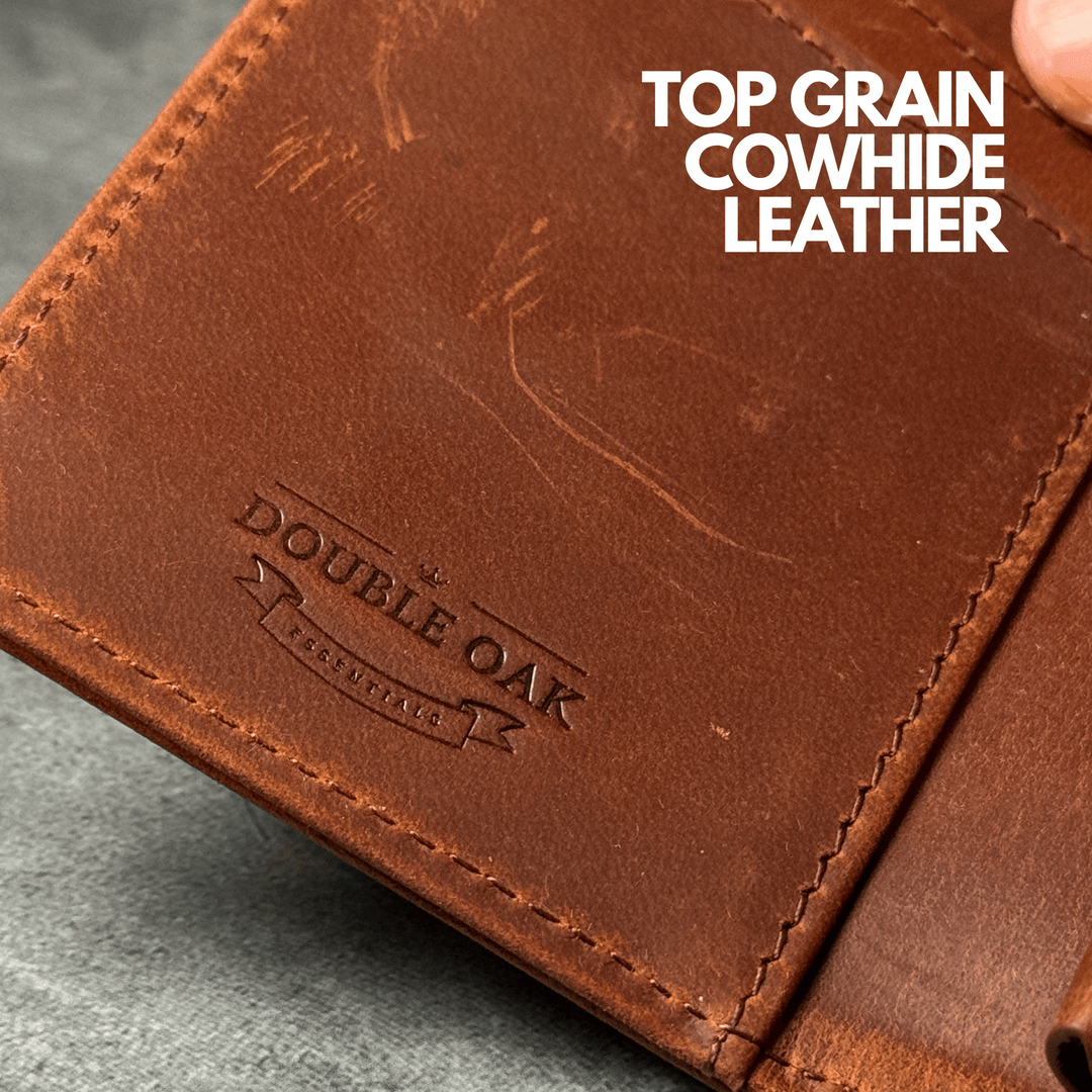 Slim wallet for men with top grain leather