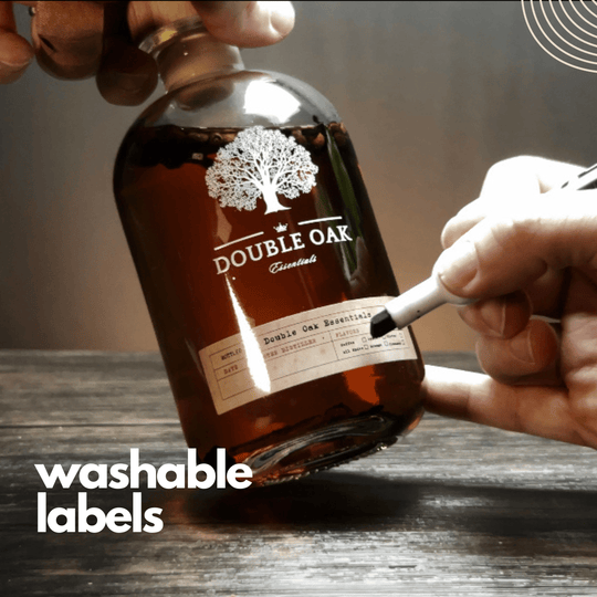 showing the washable labels for the whiskey infusion kit